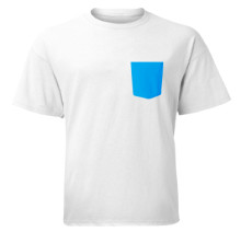 White and Aqua Blue Contrast Pocket