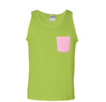 Green and Pink Contrast Pockets Tank