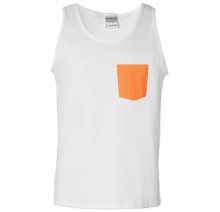 White and Orange Contrast Pockets Custom Tank